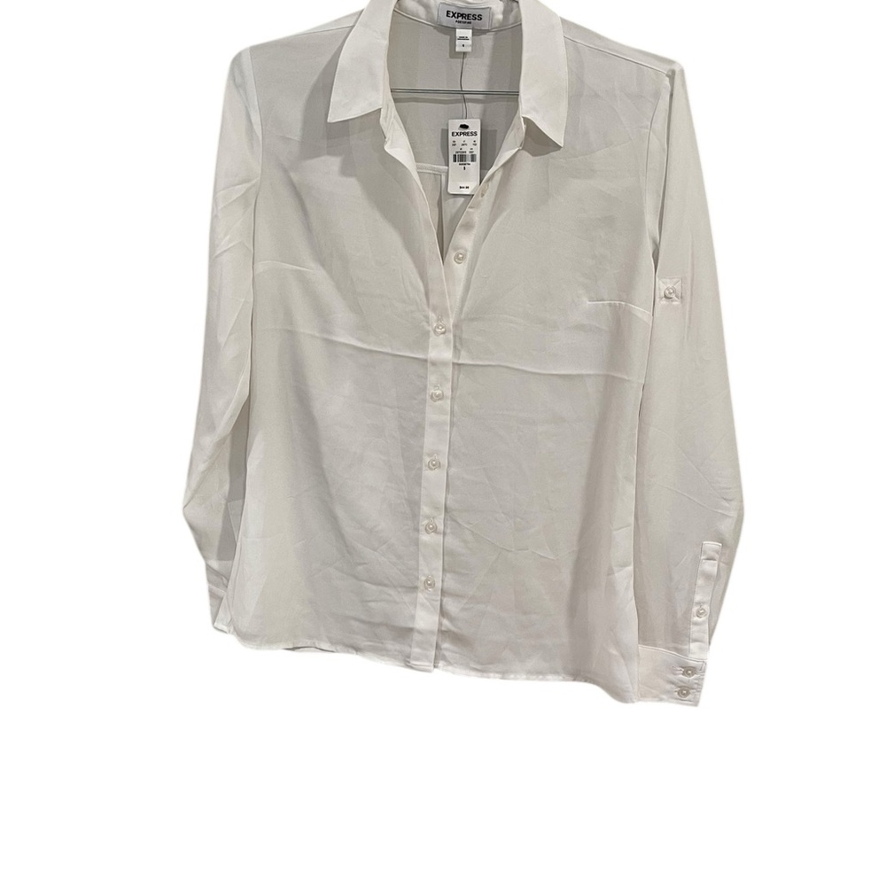 Express Portofino Classic Sheer White Shirt